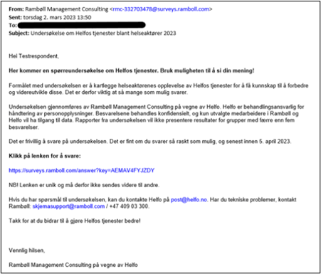 E-post 2023 om Helfo-undersøking